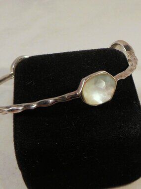 Retired SILPADA "Four Moons" Sterling Silver Bangle Bracelet With MOP B2383